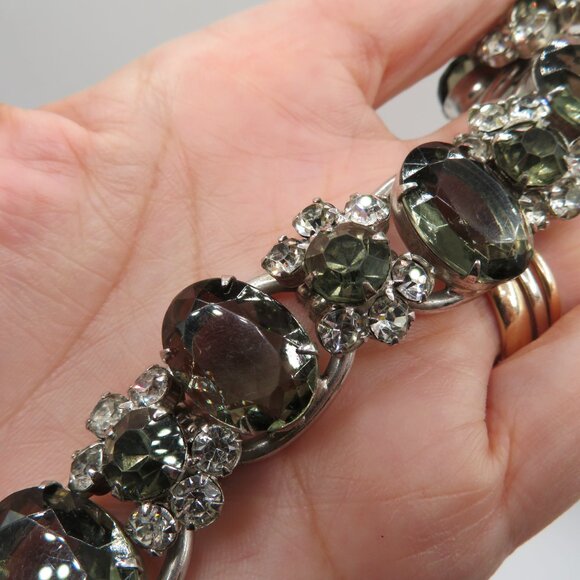 Juliana D&E Oval Black Glass and Black. And Clear Chatons Silver Tone Bracelet - Picture 5 of 15